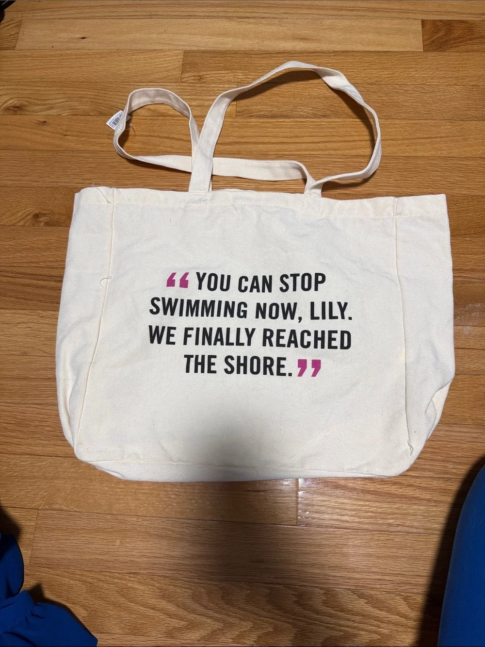 Colleen Hoover Cream Canvas Tote Bag with Illustrated Shelf Design